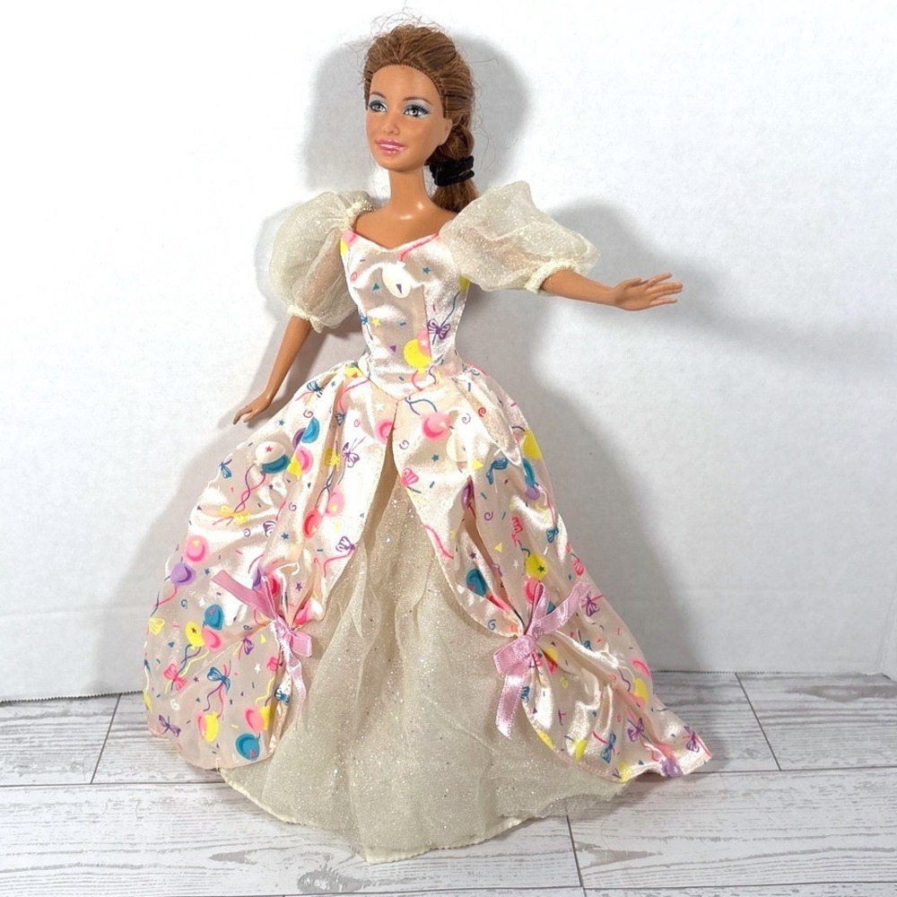 1996 Barbie VTG Happy Birthday party PUFF GOWN (DRESS ONLY) Long Pink